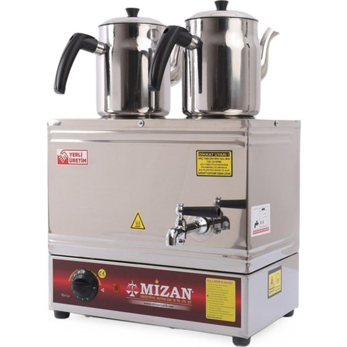 Mizan Çift Demlikli Elektrikli Pleytsiz Çay Kazanı + 2 Adet Demlik