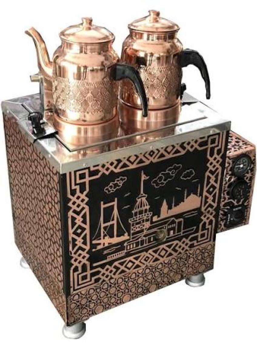 Maraton Elektrikli Bakır Çay Kazanı Iki Demlikli Çay Ocağı