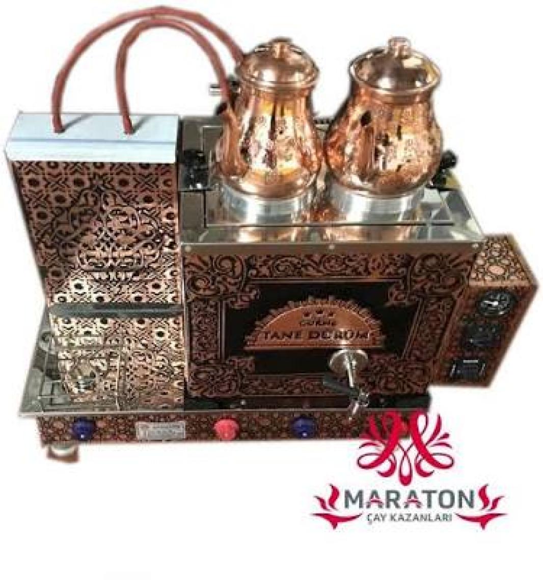 Maraton Elektrikli Bakır Çay Kazanı Iki Demlikli Çay Ocağı