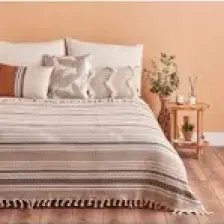 Bella Maison Linea Pamuklu Tek Kişilik Yatak Örtüsü Bej (160x220 cm)