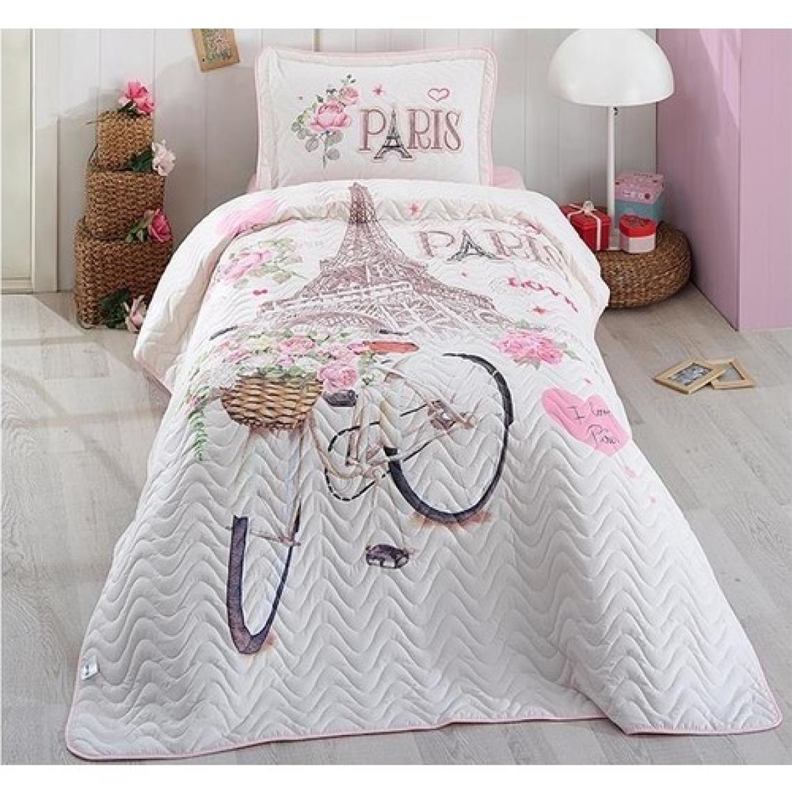 Clasy Paris Love Yatak Örtüsü Tek Kişilik Pembe