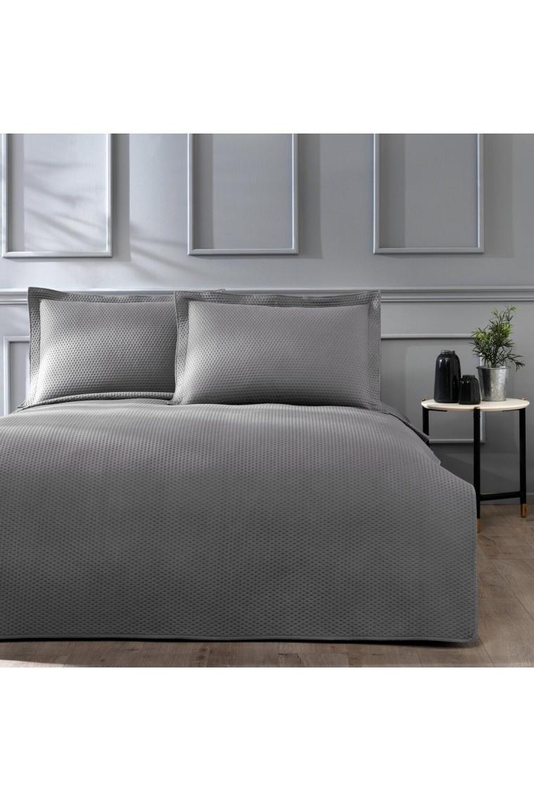 Linens Mist Gri Çift Kişilik Yatak Örtüsü Seti