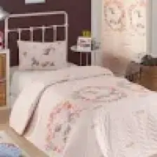 Enlora Home Kapitone Yatak Örtüsü Seti Tek Kişilik Unicornlar Pembe