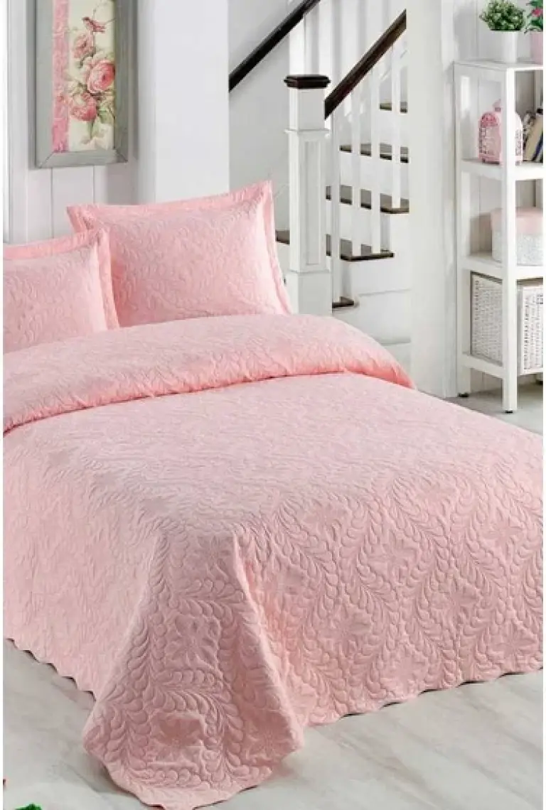 Örtüm Ivy Krem Çift Kişilik Microfiber Kapitone Yatak Örtüsü