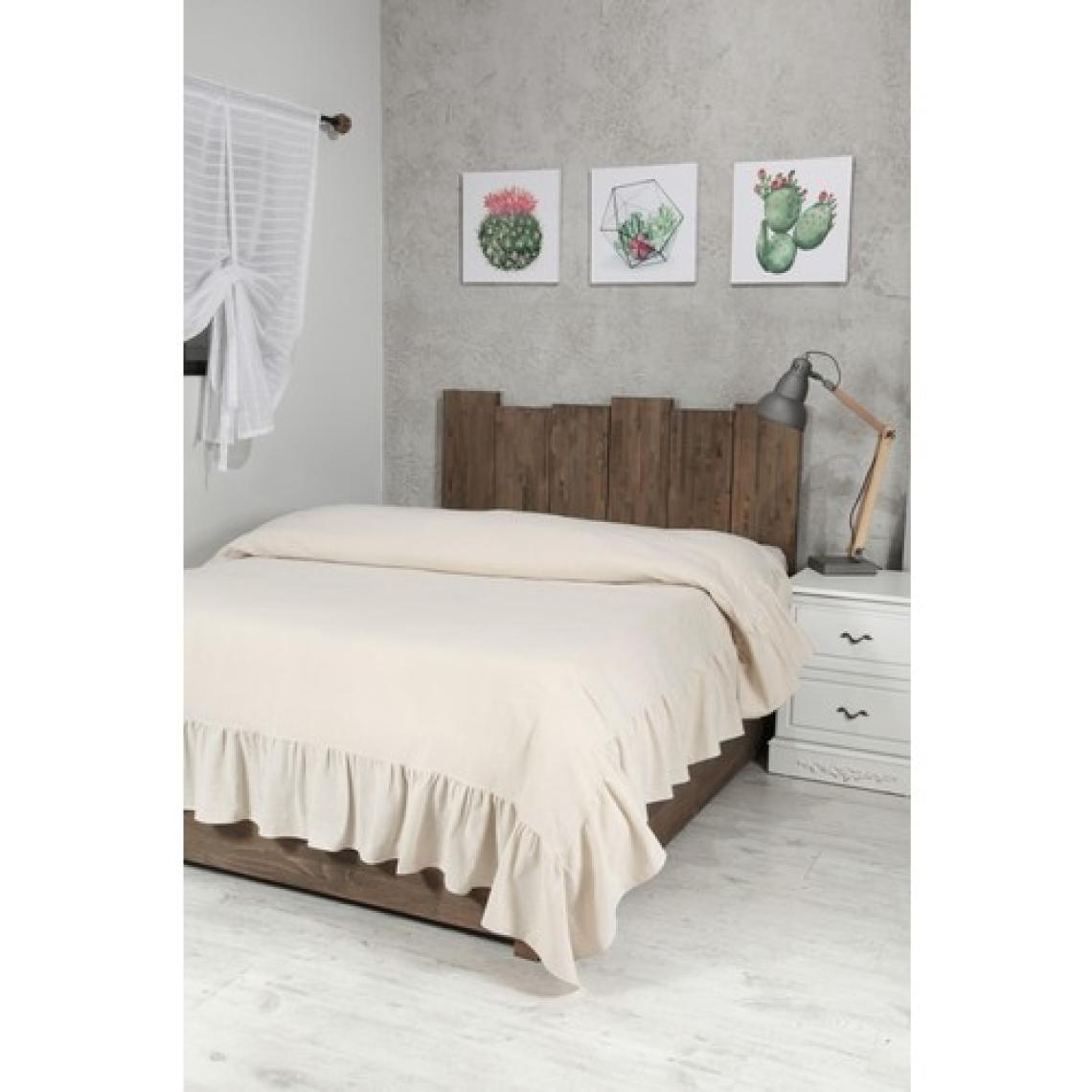 Bedinn Naturel Fırfırlı Yatak Örtüsü Double Vintage 240X260 cm