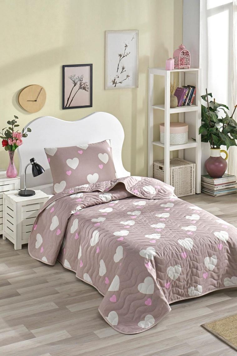 Eponj Home Kapitone Yatak Örtüsü Seti Tek Kişilik Herz  Gülkurusu