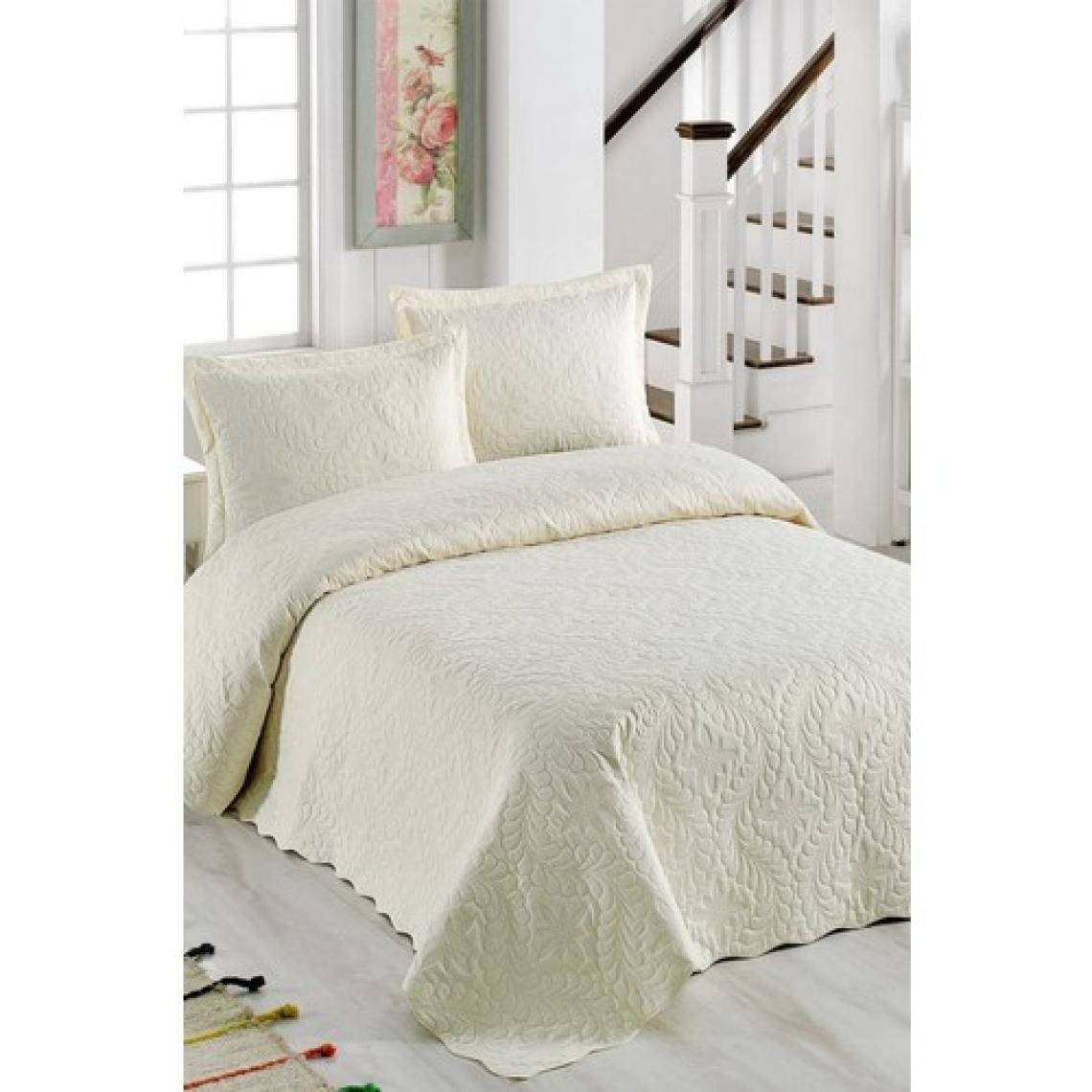 Örtüm Ivy Krem Çift Kişilik Microfiber Kapitone Yatak Örtüsü