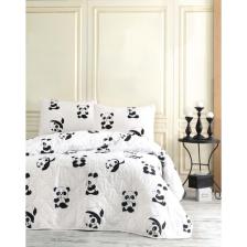 Eponj Home B&W Kapitone Yatak Örtüsü Seti Tek Kişilik Panda