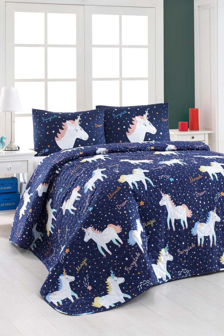 Eponj Home Kapitone Yatak Örtüsü Seti Çift Kişilik Magicunicorn Laci