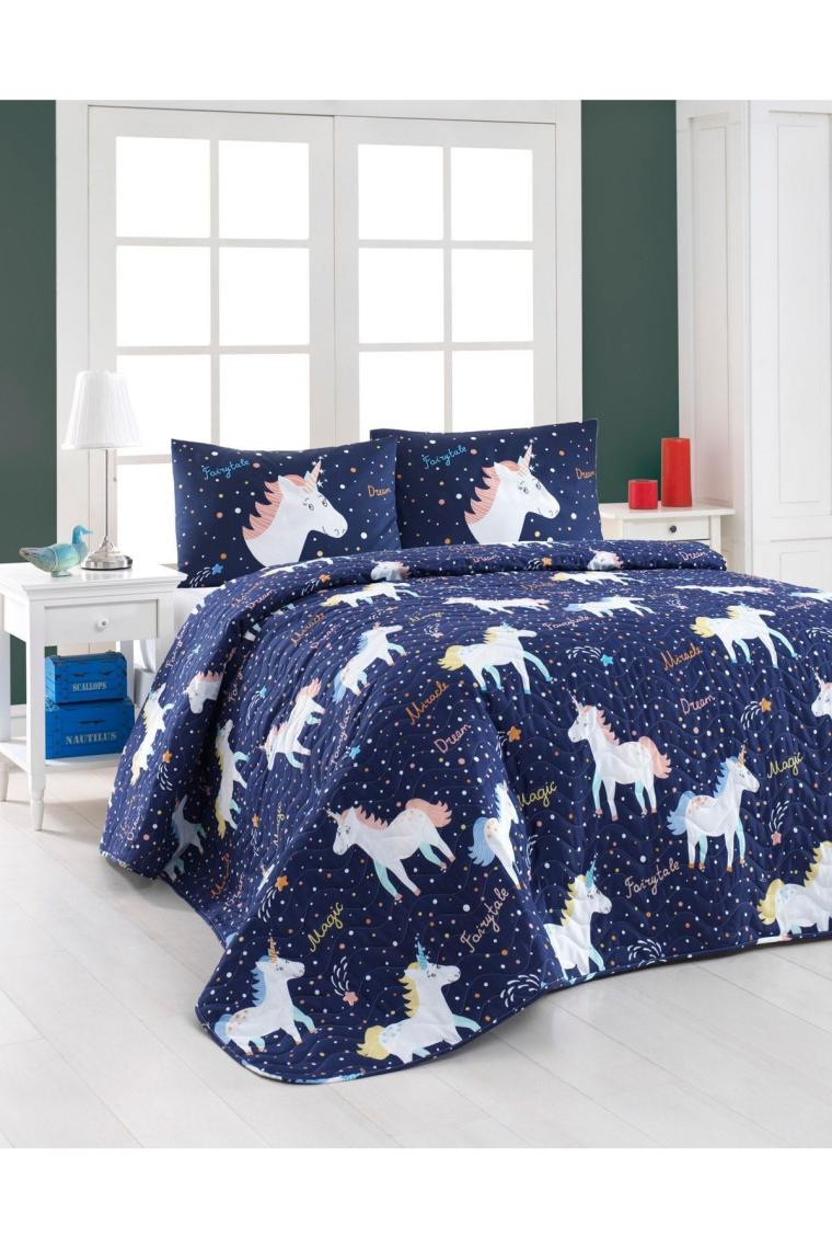 Eponj Home Kapitone Yatak Örtüsü Seti Çift Kişilik Magicunicorn Laci