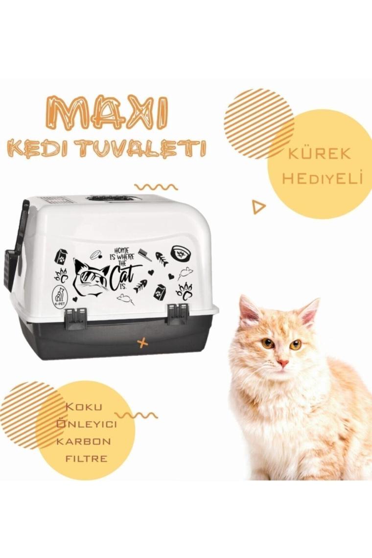 Büyük Boy Karbon Filtreli Koku Hapsetmeli Kedi Tuvaleti ve Kürek