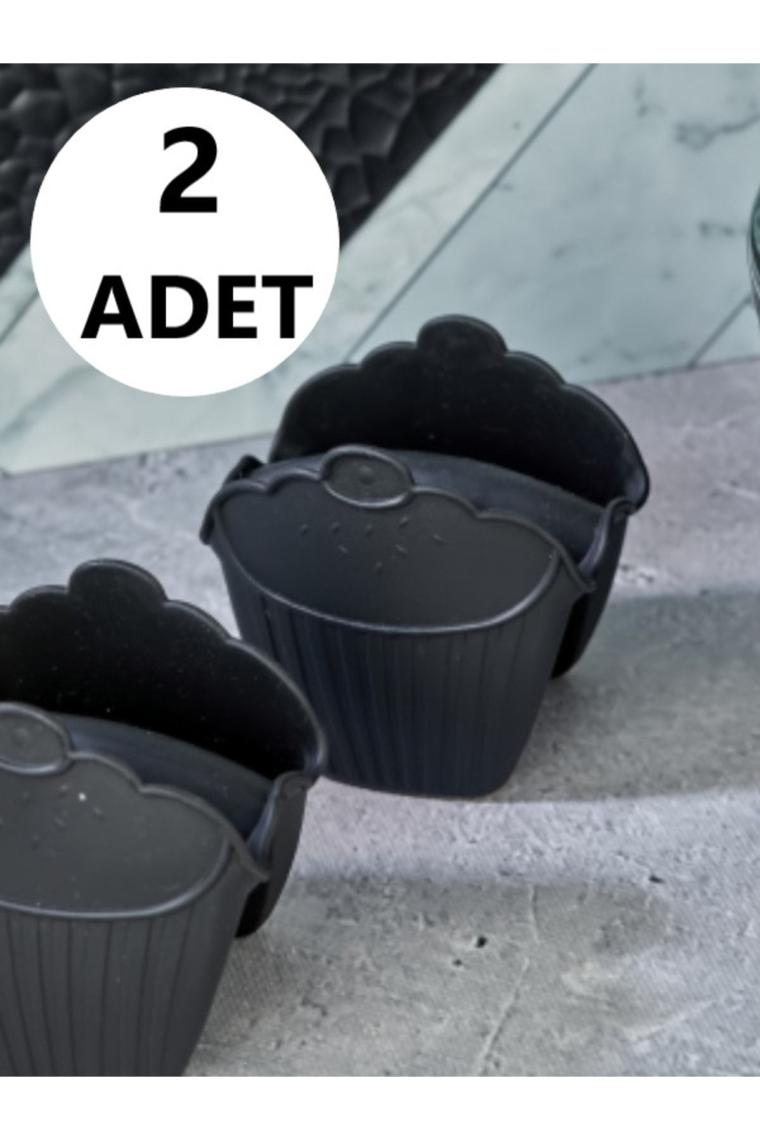2 Adet Silikon Fırın Eldiveni Isı Yalıtımlı Kaymaz Mikrodalga Fırın Tencere Tepsi Siyah