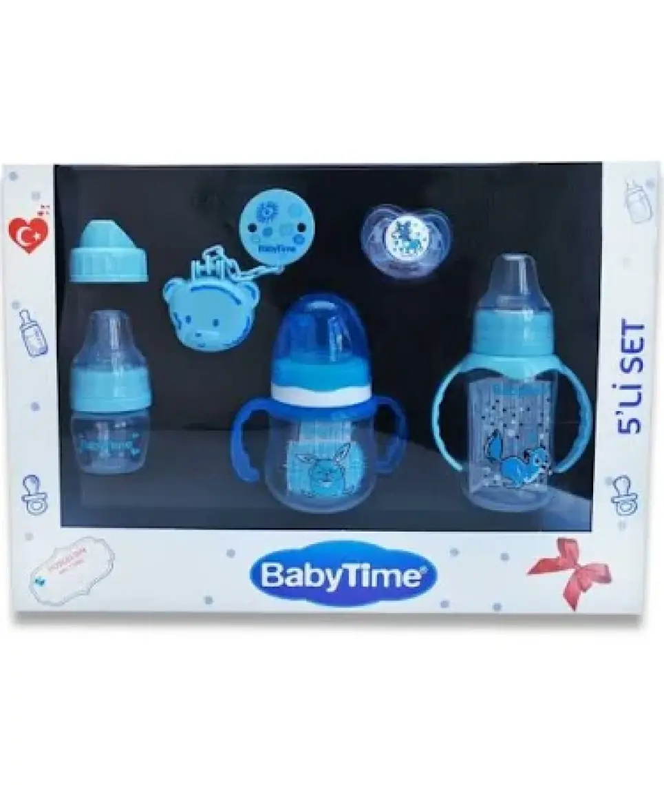 BabyTime Baby Time 5\'li Pembe  Biberon ve Emzik Seti