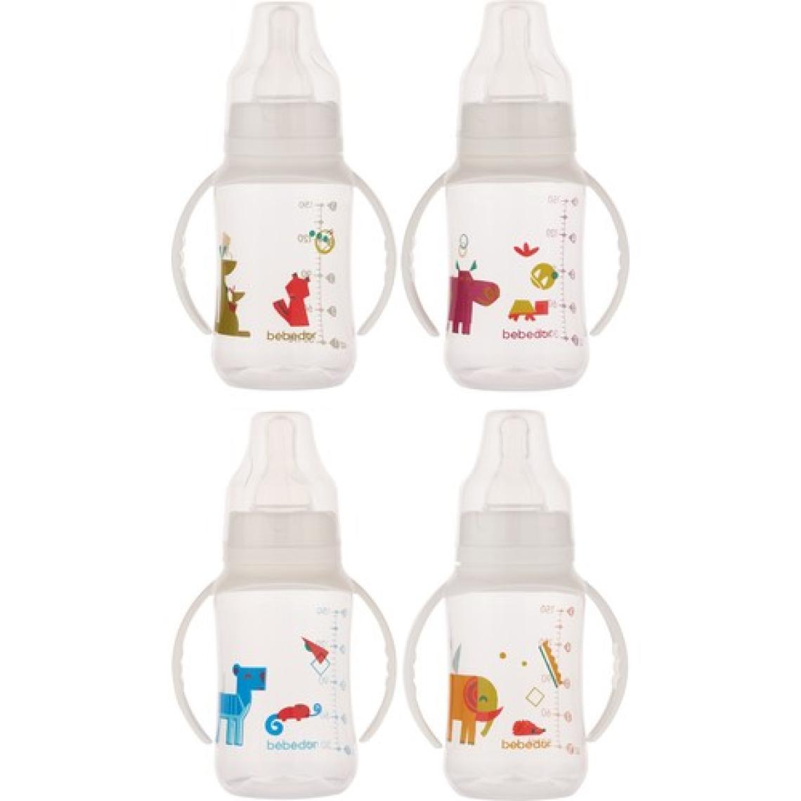 Bebedor Silikon Emzikli  PP Desenli Kulplu Biberon 150 Ml - 6/18 Ay