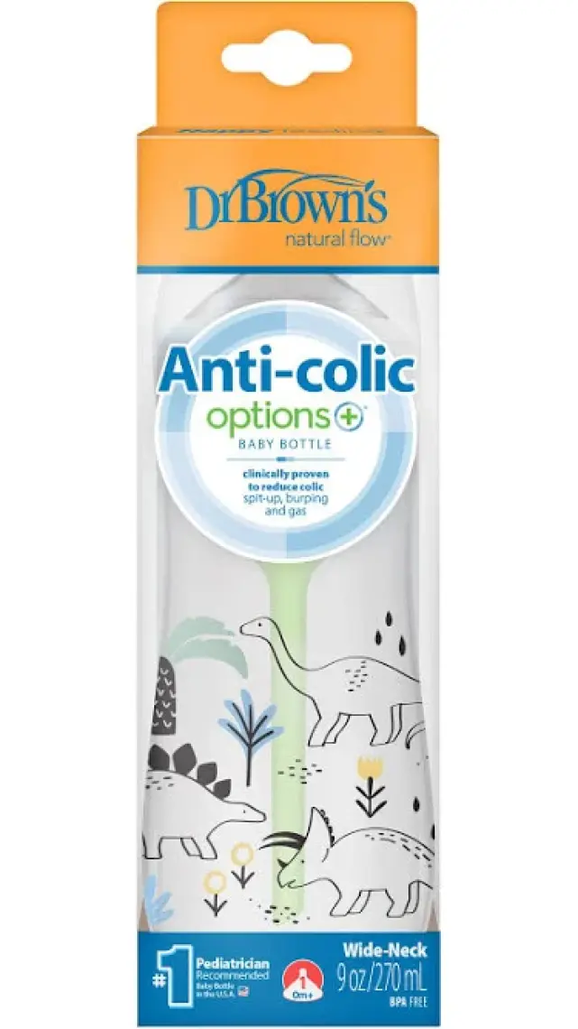 Dr Brown's 270 ml Pp Geniş Ağız Anti-Kolik Options+, Dinozor Desenli, Tekli Pak