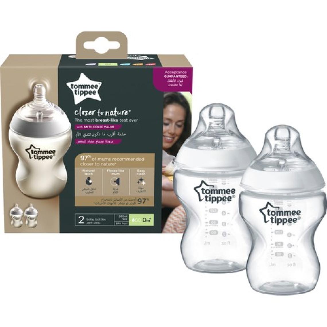 Tommee Tippee PP Closer to Nature Biberon, 260 ml x 2 - Beyaz