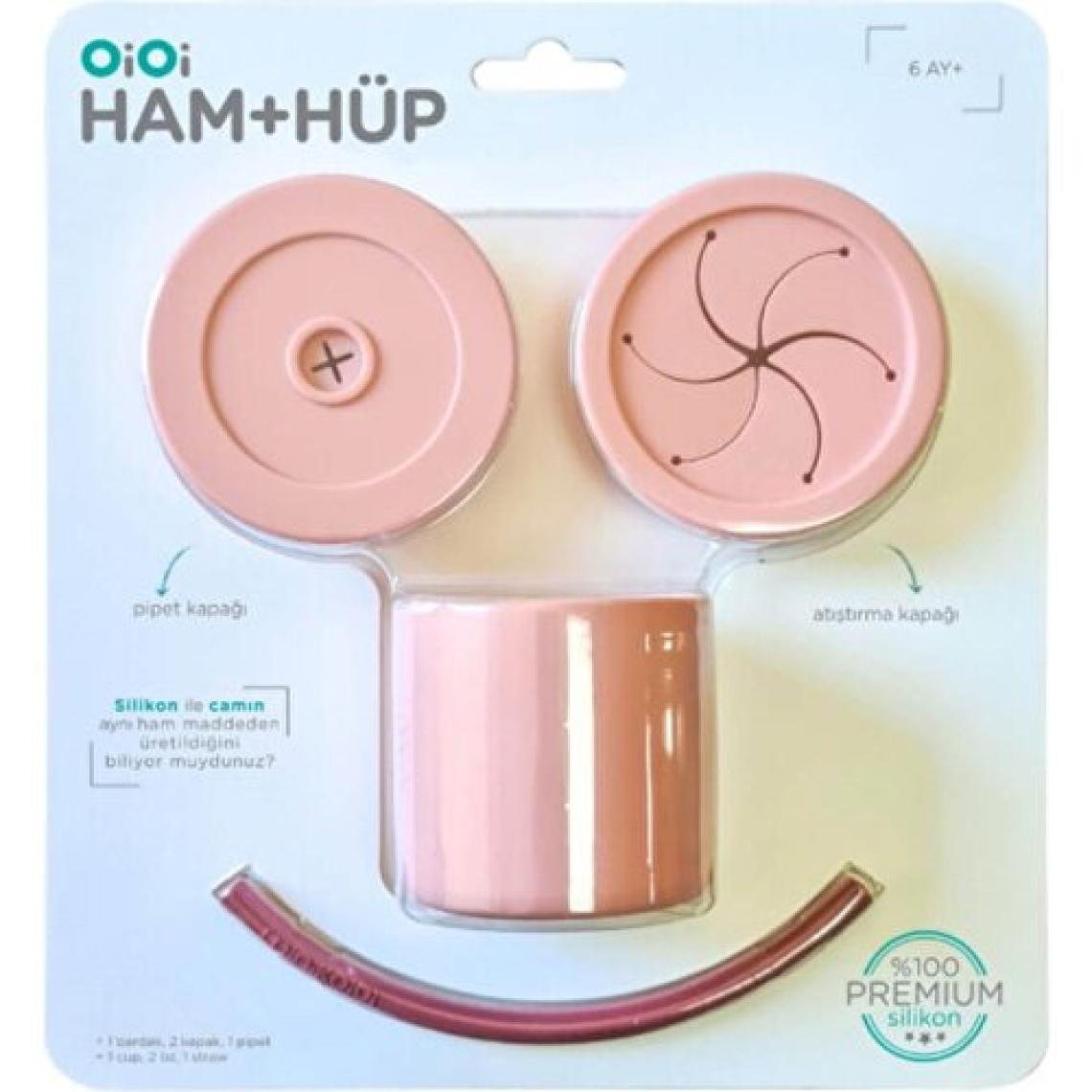 OİOİ Ham+Hüp Pipetli Bardak Seti 6 Ay+ Pembe-Bordo
