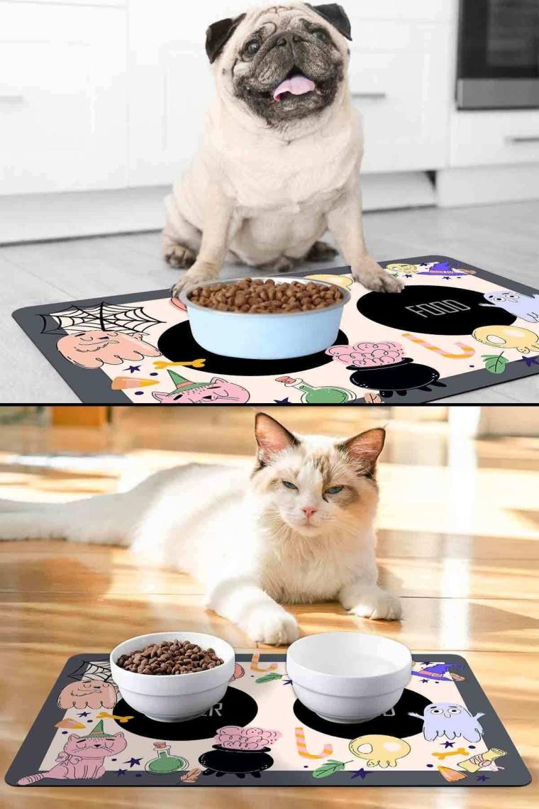 Halloween Kedi Köpek Mama Kabı Altlığı Mama Paspası 50x35cm