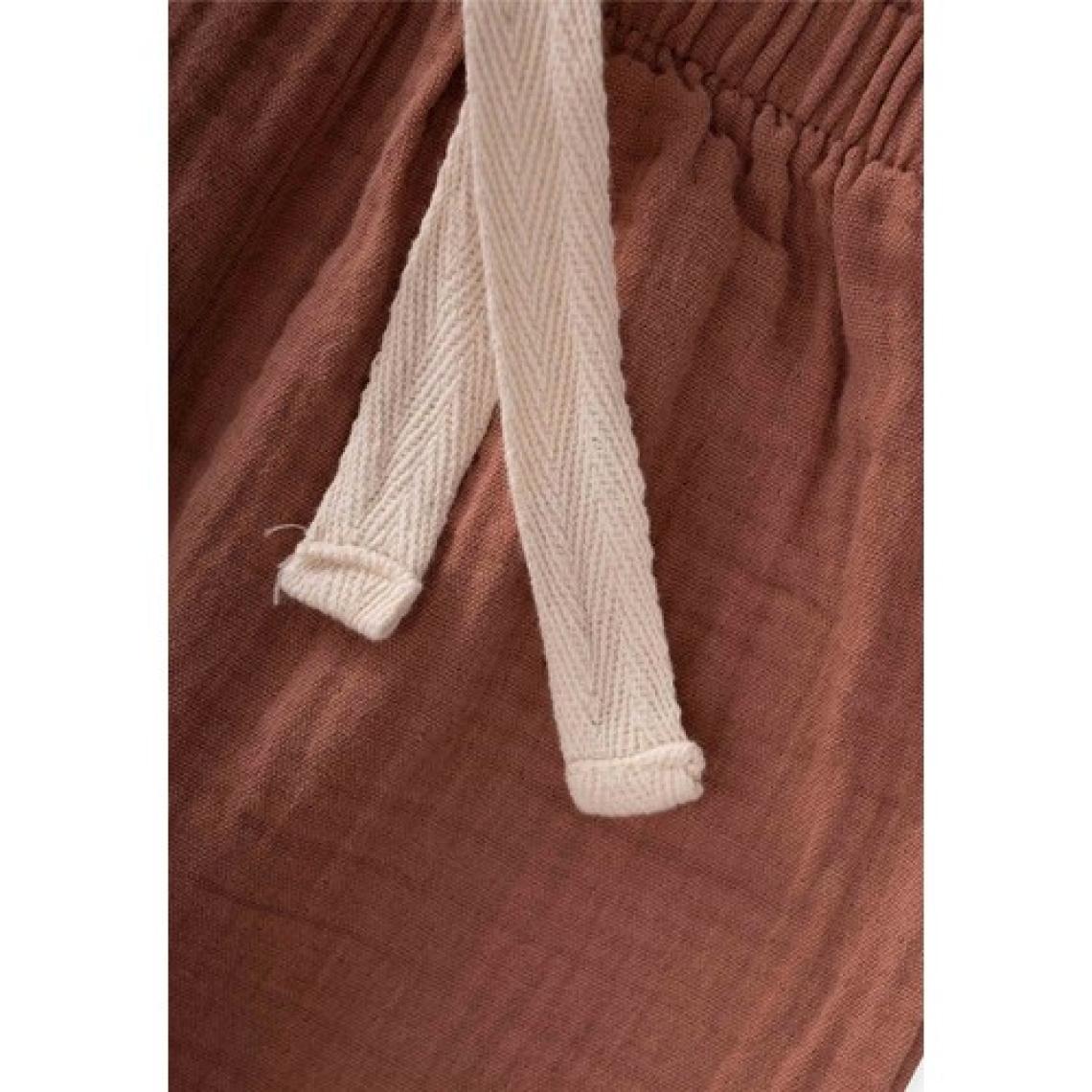Cigit Beli Fırfırlı Geniş Kesim Müslin Pantolon Kahverengi
