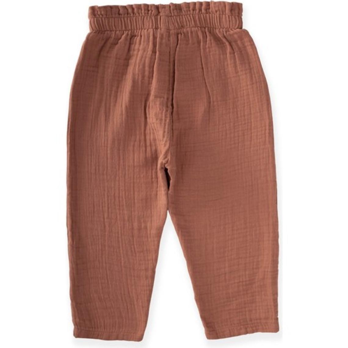 Cigit Beli Fırfırlı Geniş Kesim Müslin Pantolon Kahverengi