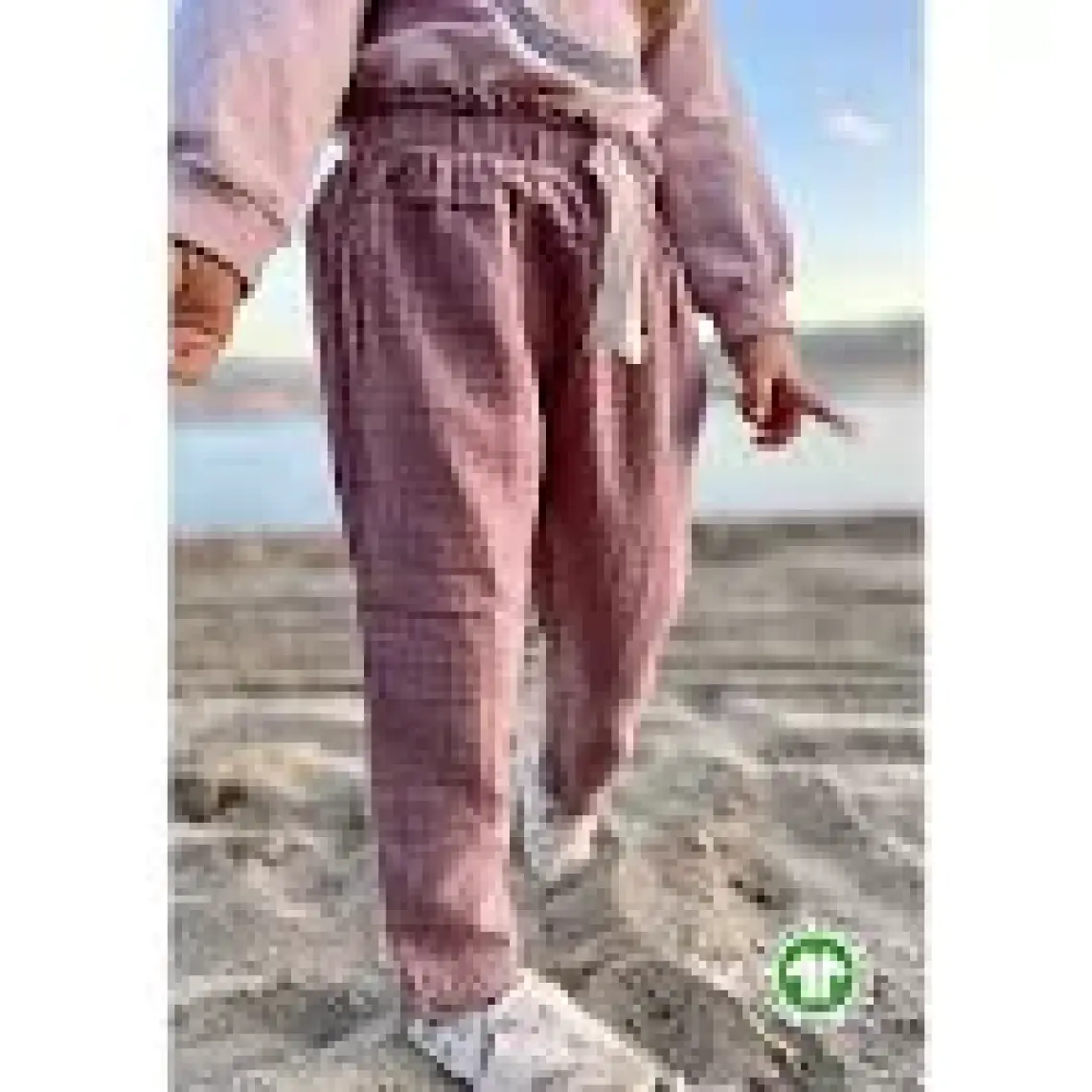 Cigit Beli Fırfırlı Geniş Kesim Müslin Pantolon Bakır