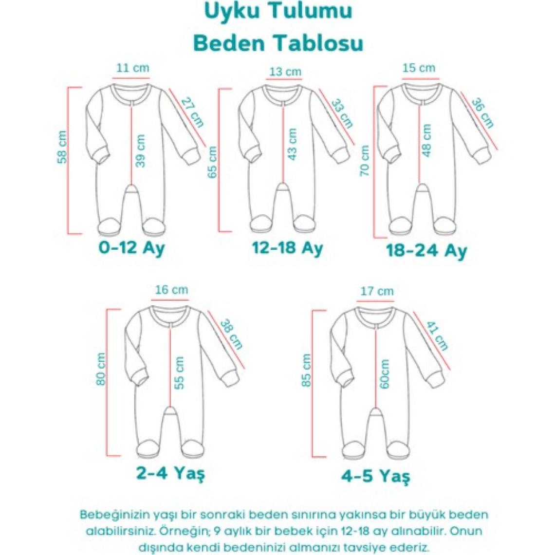 Sare Baby Bebek Uyku Tulumu %100 Doğal Pamuk Çift Kat Özel Kumaş Unisex 1.0 Tog