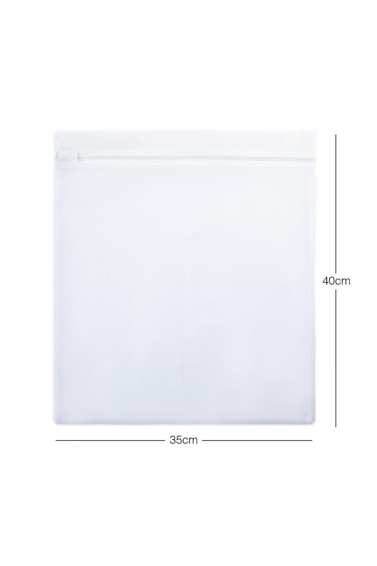 Beyaz Fermuarlı Ayakkabı Çamaşır Yıkama Filesi Torbası 35x40