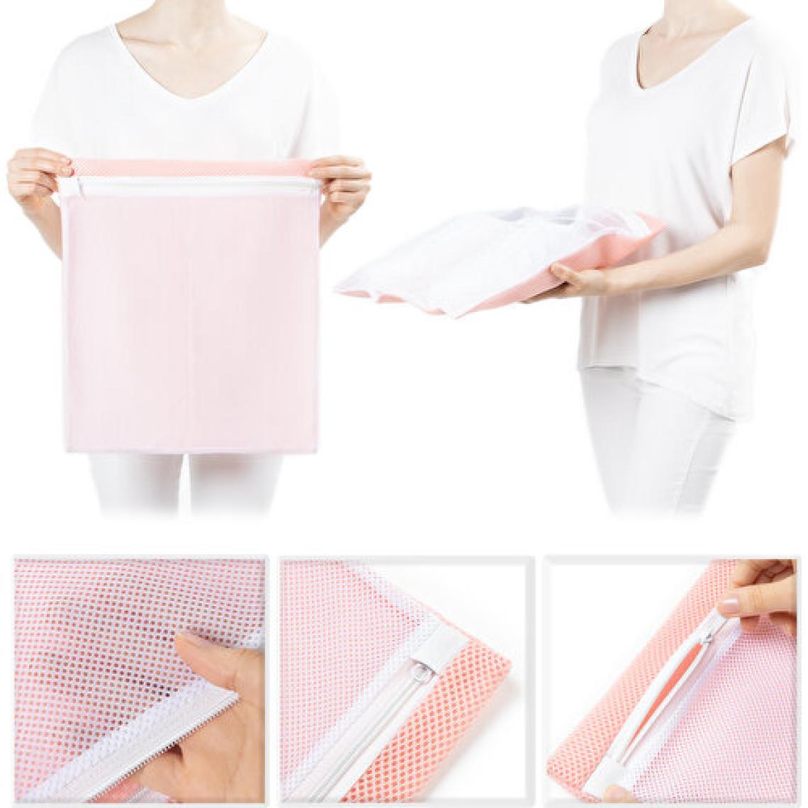 Ocean Home Textile Pembe Fermuarlı Ayakkabı Çamaşır Yıkama Filesi Torbası 35x40 cm