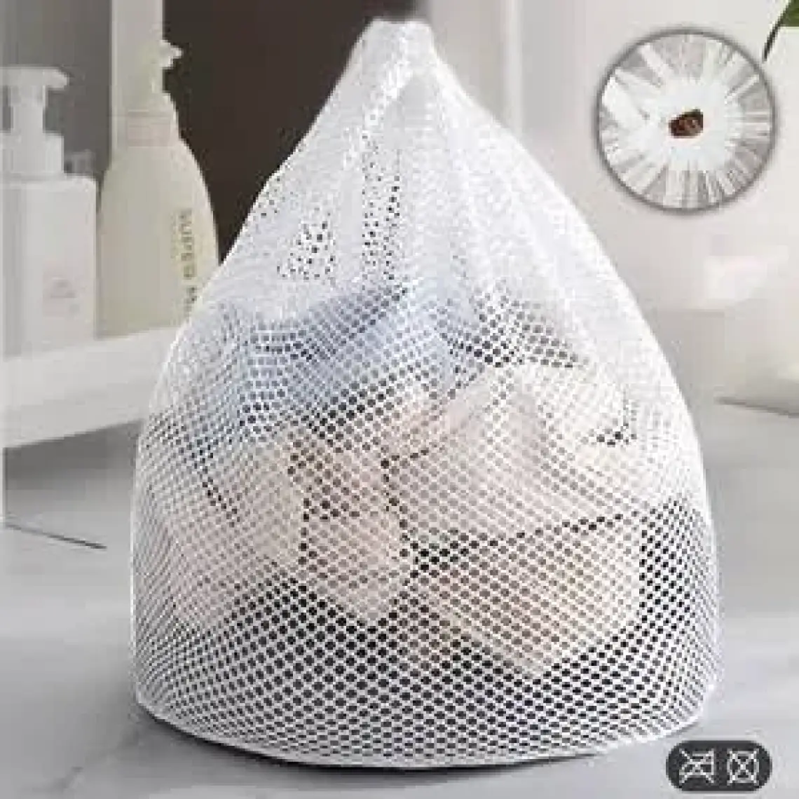 Meleni Home 1 Adet Ipli Çamaşır Yıkama Filesi - Koruyucu Çamaşır Yıkama Torbası 35X45 cm Beyaz