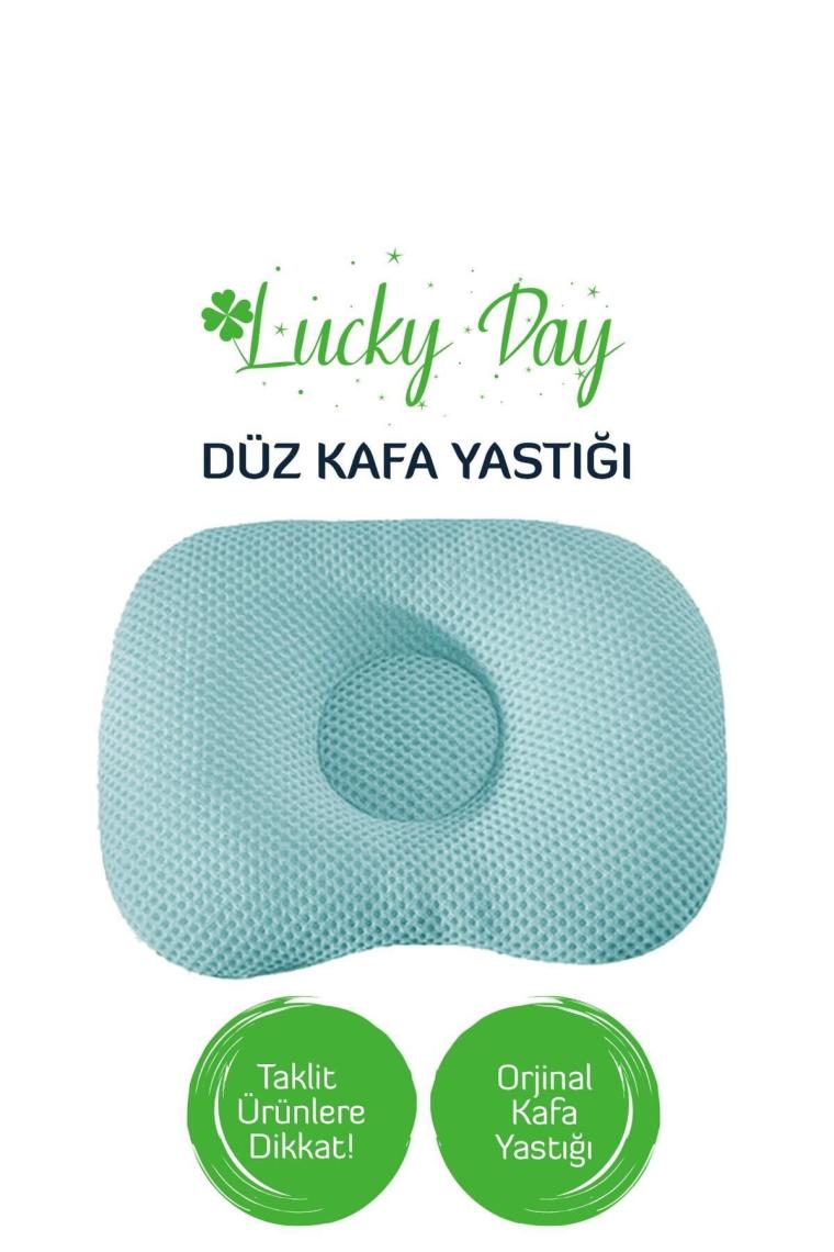 Kafa Yastığı Mavi Bebek Kafa Yastığı, Kafa Yastık, Bebek Yastığı, Organik Pamuk Kumaş