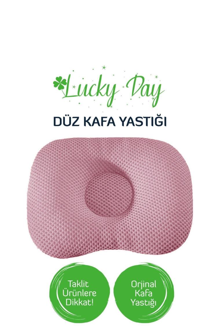 Kafa Yastığı Pembe Bebek Kafa Yastığı, Kafa Yastık, Bebek Yastığı, Organik Pamuk Kumaş
