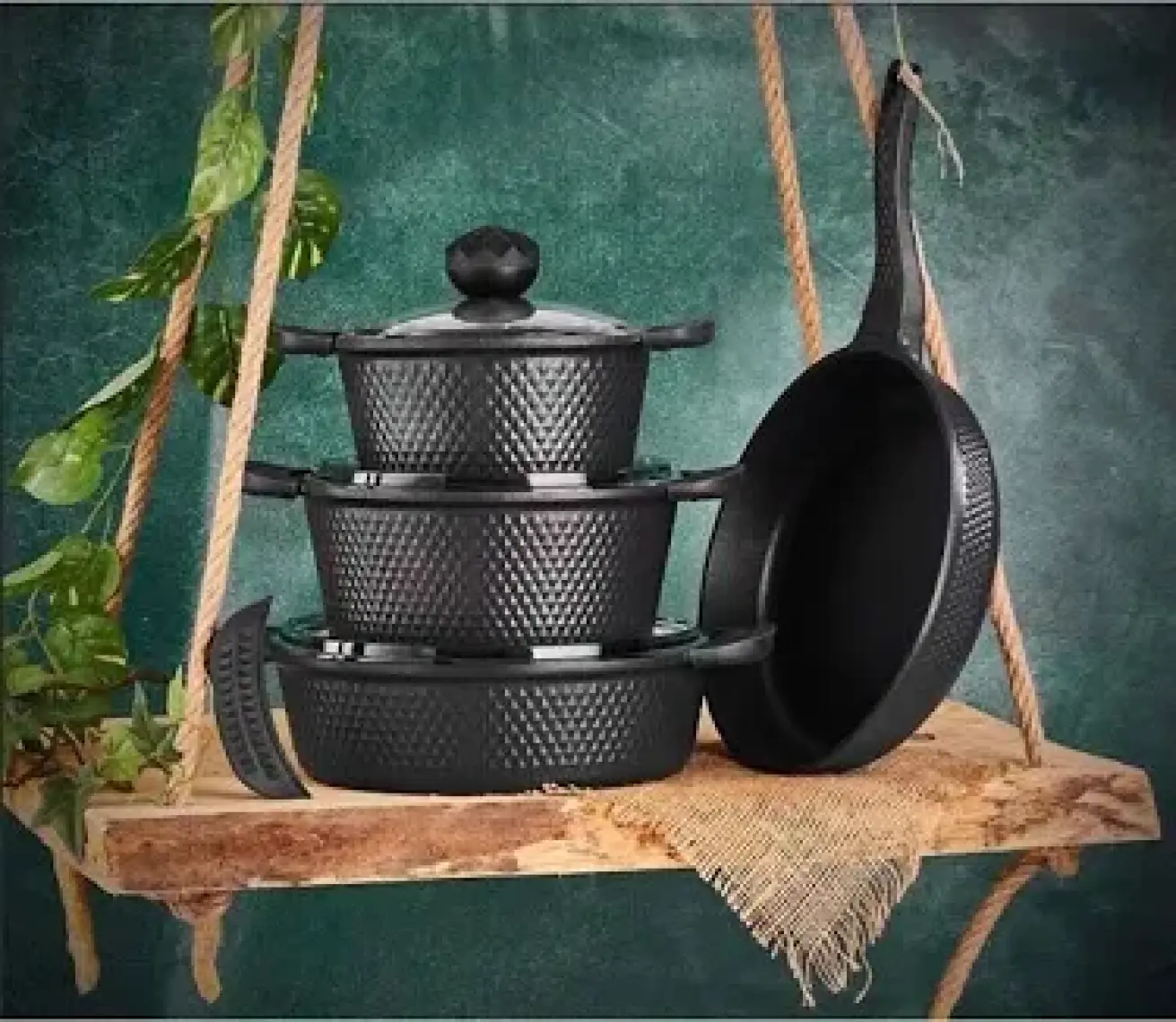 Amboss Kuvars 7 Parça Döküm Set Siyah 8699297000522