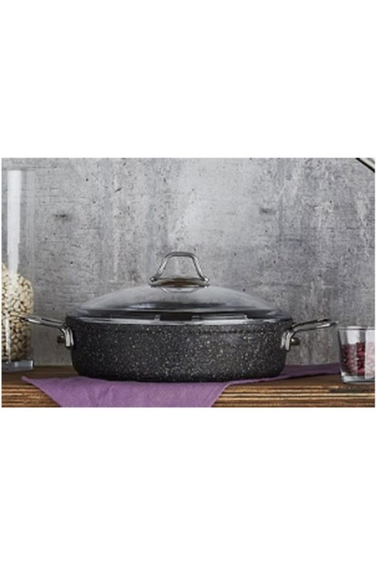 Falez Black Line 28 cm Granit Döküm Kısa Tencere