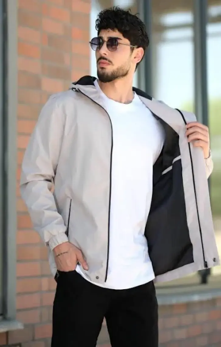 Stil Kombin Baskılı Spor Likra Kumaş Yağmurluk Mevsimlik Pldp 2967
