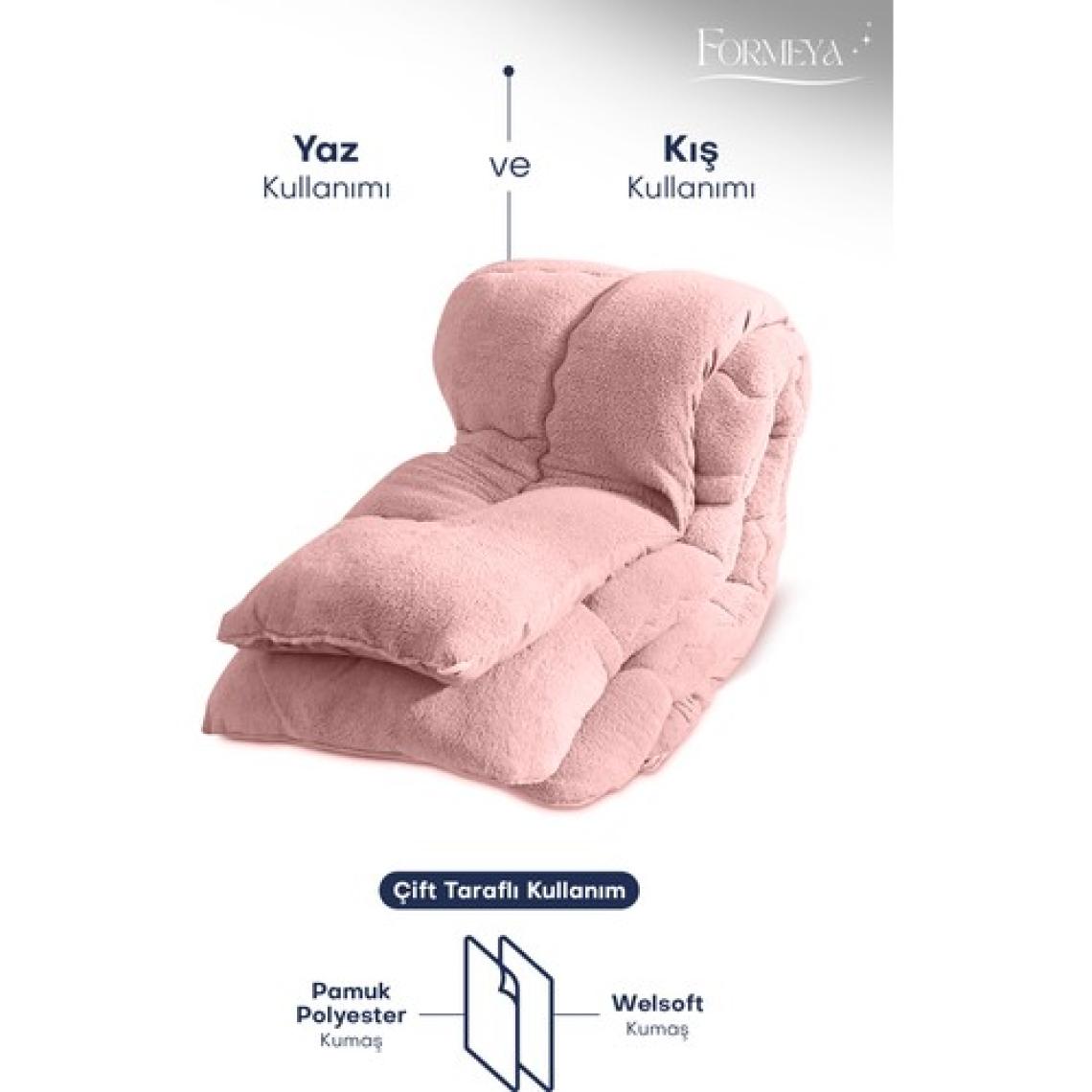 Formeya Çift Kişilik Lüx Pudra Welsoft Yorgan Çift Taraflı 195x215
