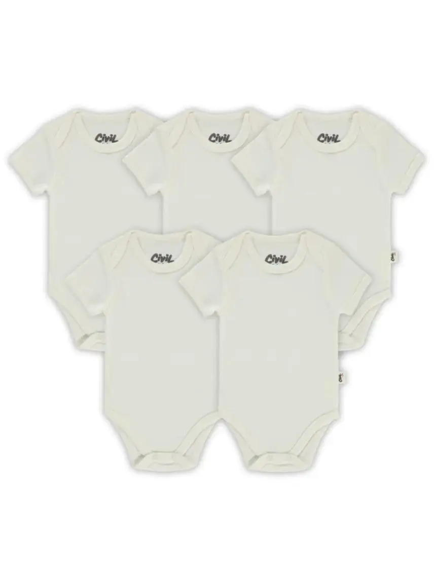 Civil Baby Bebek 5'li Çıtçıtlı Badi 12-36 Ay Beyaz