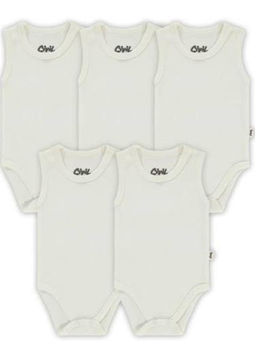 Civil Baby Bebek 5'li Çıtçıtlı Badi 0-3 Ay Beyaz