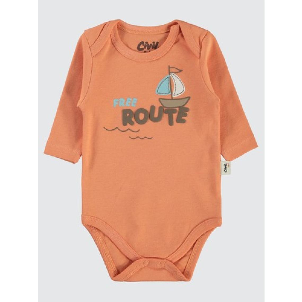 Civil Baby Erkek Bebek 2'li Çıtçıtlı Badi 3-18 Ay Oranj