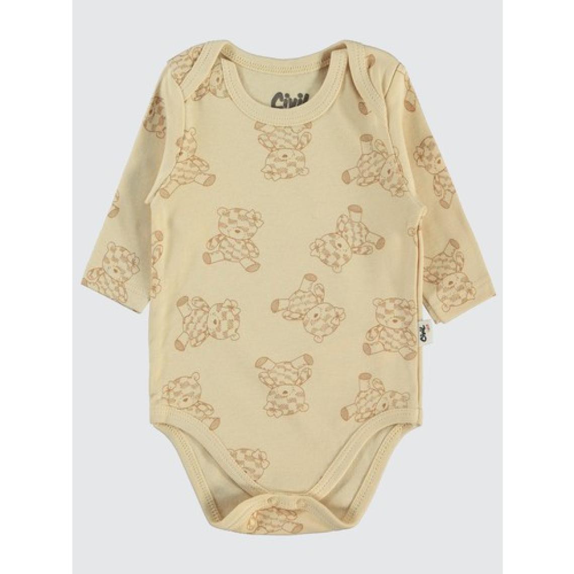 Civil Baby Kız Bebek 2'li Çıtçıtlı Badi 3-18 Ay Kahve