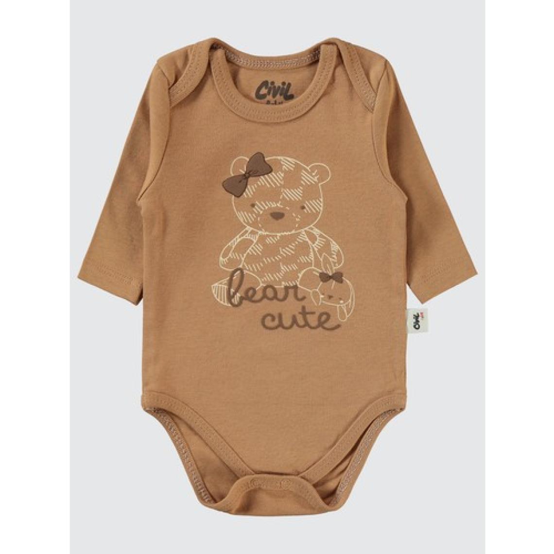 Civil Baby Kız Bebek 2'li Çıtçıtlı Badi 3-18 Ay Kahve