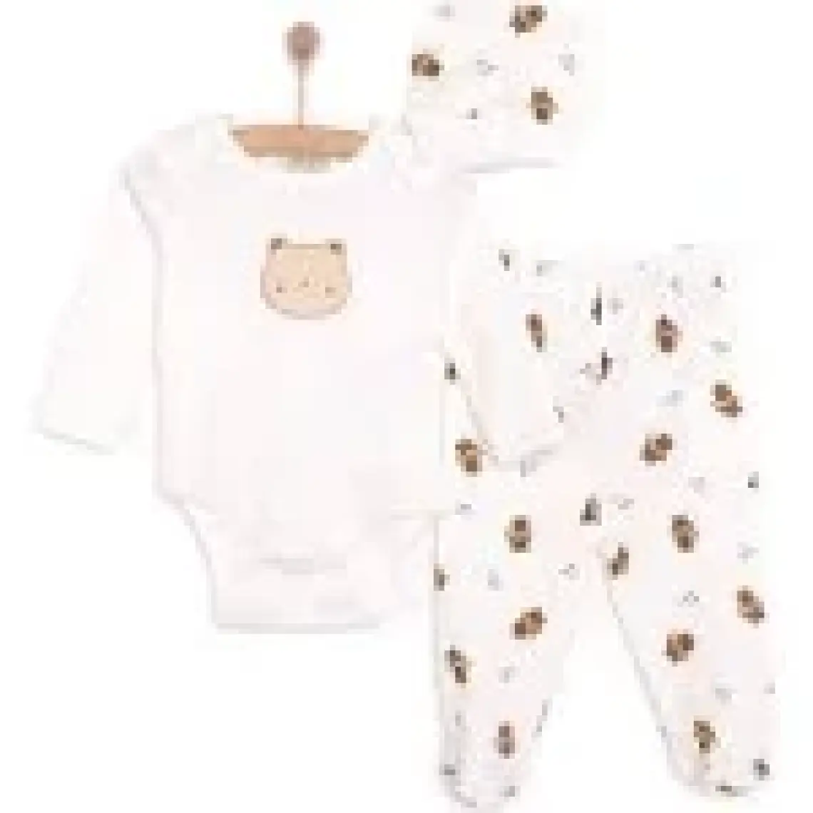 HelloBaby  Aslan Baskılı Yenidoğan Kız Body-Patikli Alt-Şapka Kız Bebek