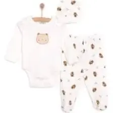 HelloBaby  Aslan Baskılı Yenidoğan Kız Body-Patikli Alt-Şapka Kız Bebek