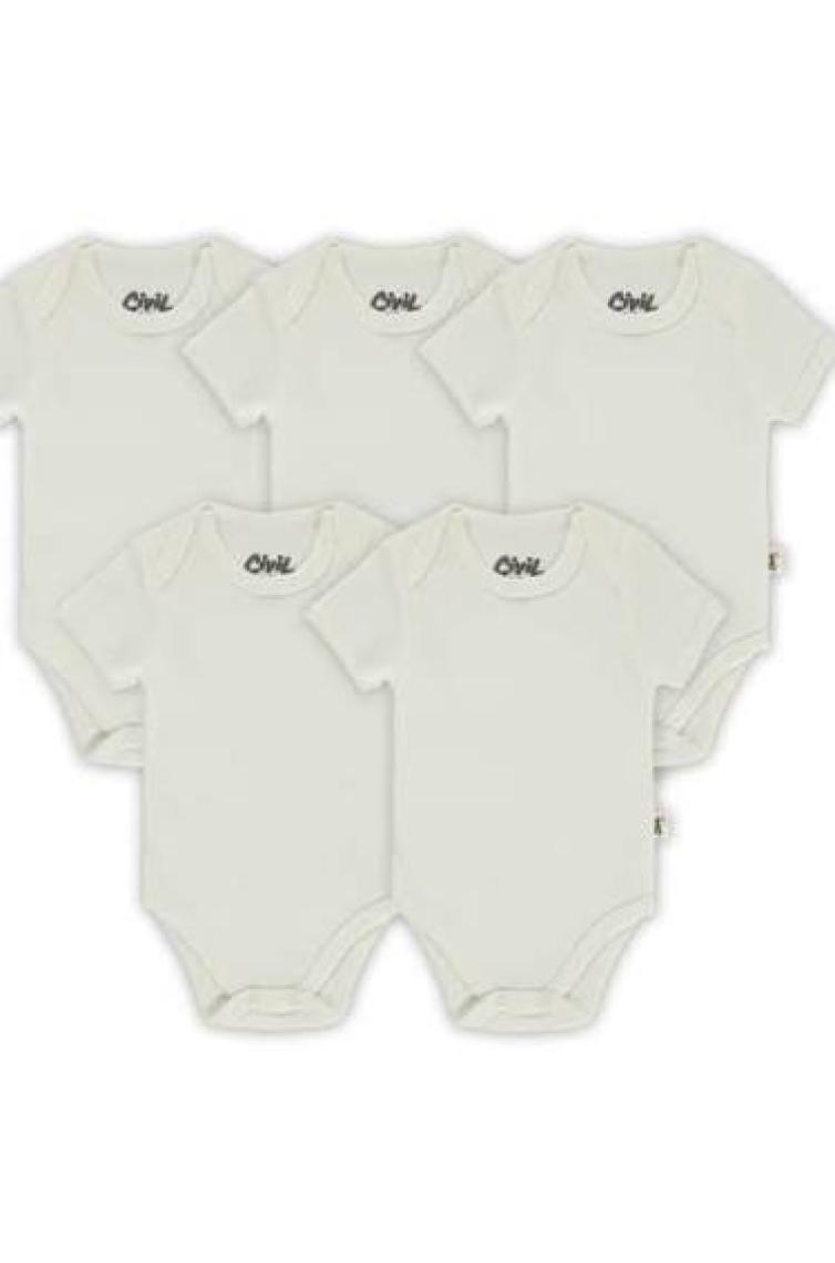 Civil Baby Bebek 5'li Çıtçıtlı Badi 12-36 Ay Beyaz