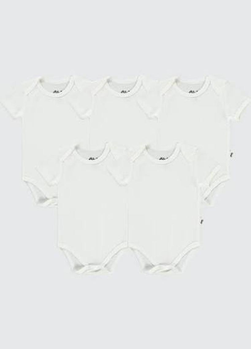 Civil Baby Bebek 5'li Çıtçıtlı Badi 12-36 Ay Beyaz