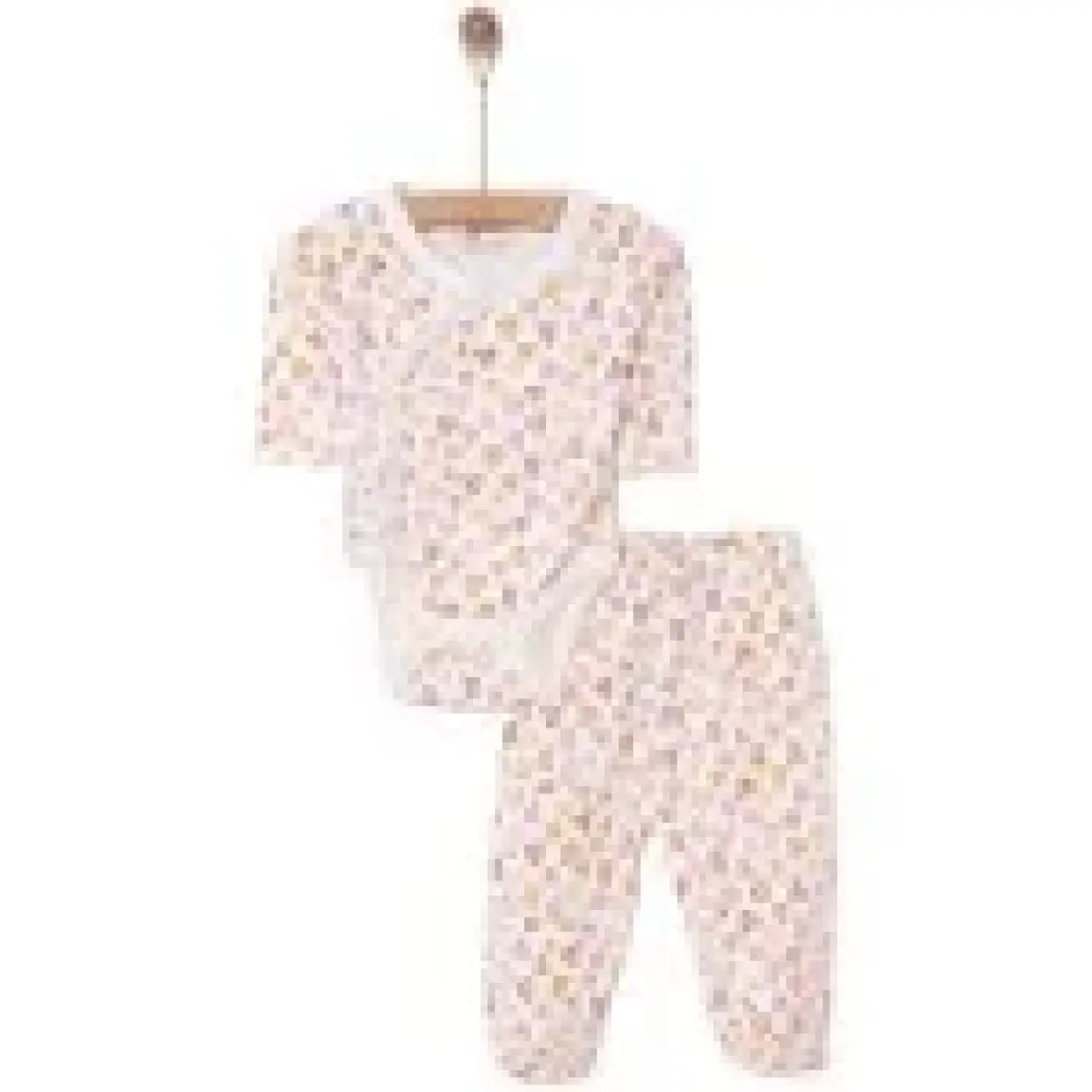HelloBaby  Kalp Baskılı Yenidoğan Zıbın Body-Patikli Alt Kız Bebek