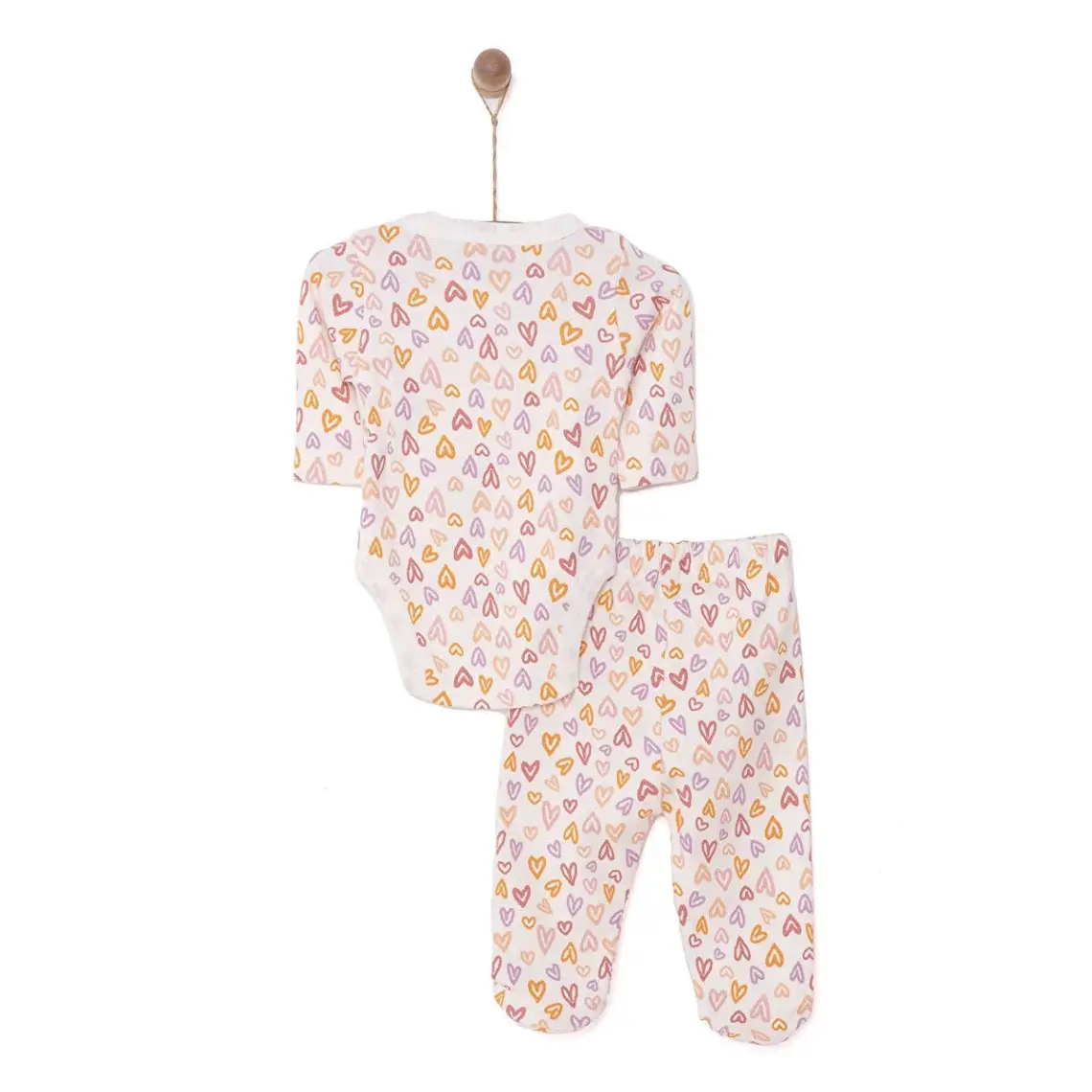 HelloBaby  Kalp Baskılı Yenidoğan Zıbın Body-Patikli Alt Kız Bebek