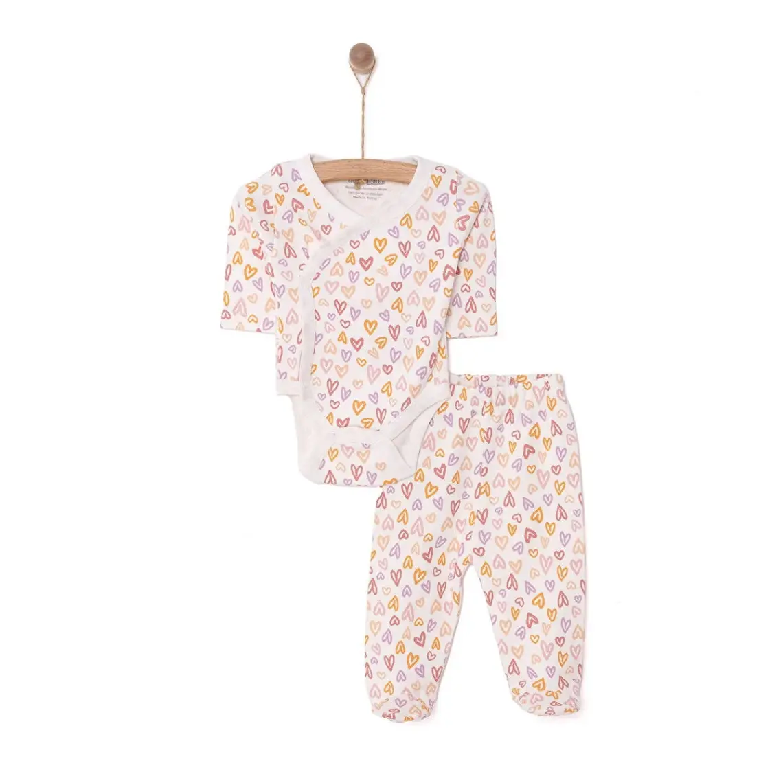 HelloBaby  Kalp Baskılı Yenidoğan Zıbın Body-Patikli Alt Kız Bebek