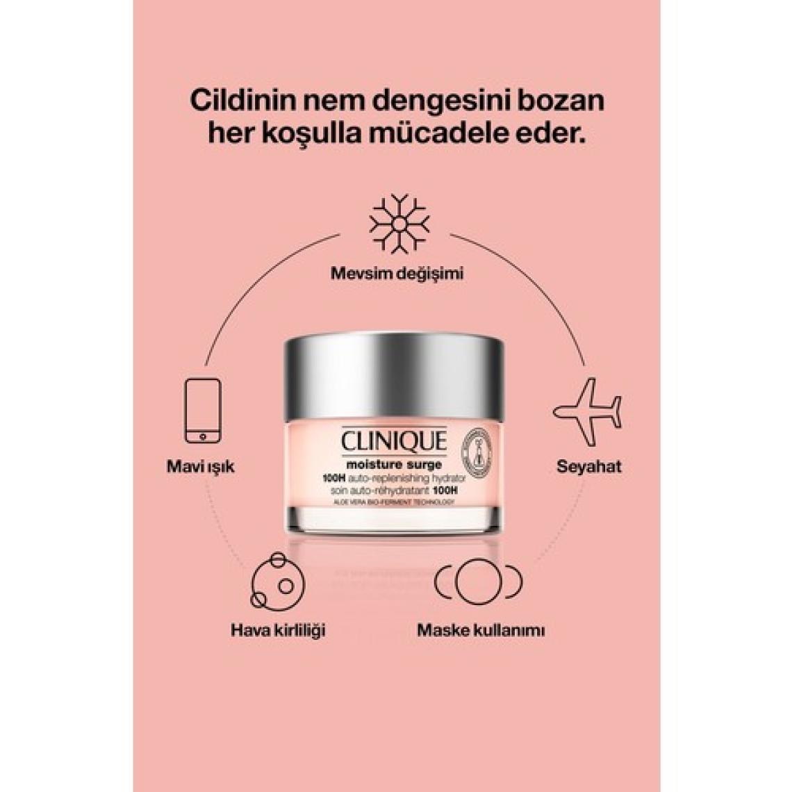 Clinique Moisture Surge™ 100 Saat Etkili Nemlendirici Yüz Kremi 50ml | Aloe Vera BioFerment, Hyalüronik Asit