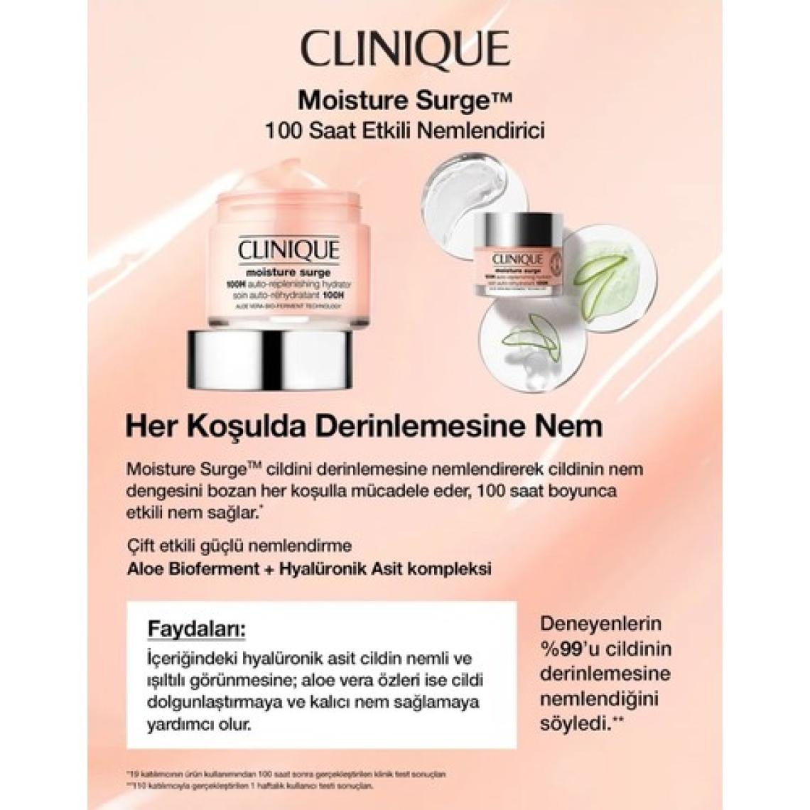 Clinique Moisture Surge™ 100 Saat Etkili Nemlendirici Yüz Kremi 50ml | Aloe Vera BioFerment, Hyalüronik Asit
