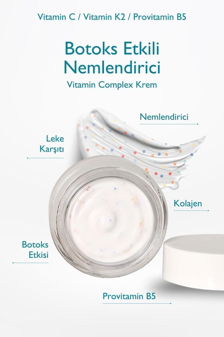 Baga Botoks Etkisi Yaratan C Vitamini ve Peptid İçeren Nemlendirici Krem - 50 ml, Hassas Ciltler için Gözenek Sıkılaştırıcı